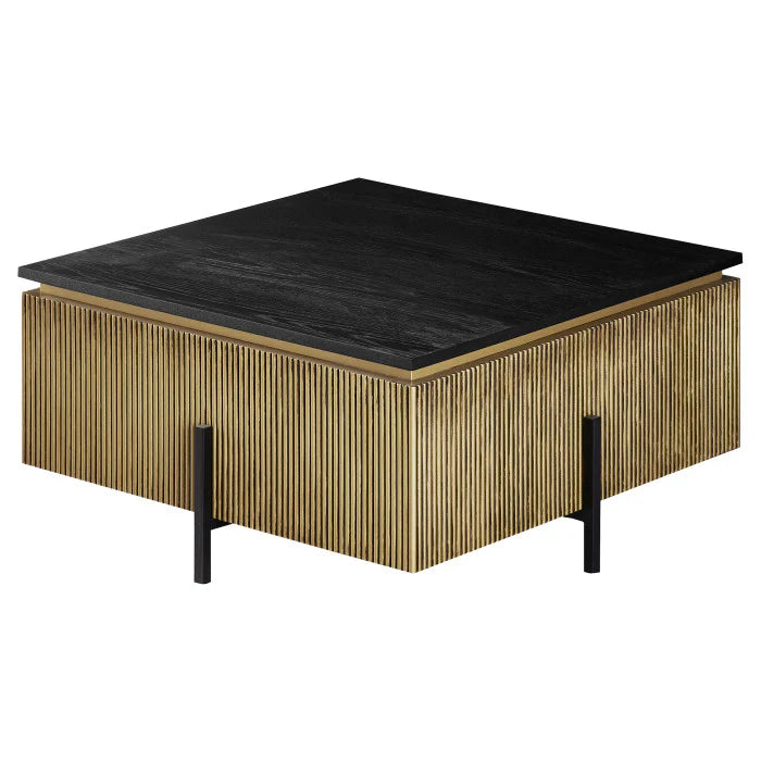 Table basse avec plateau en marbre et piétement en acier inoxydable