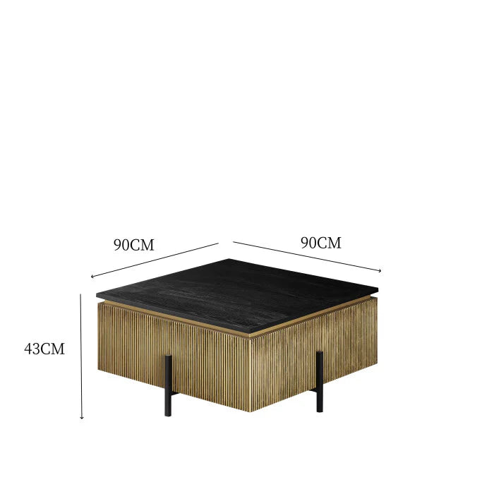 Table basse avec plateau en marbre et piétement en acier inoxydable