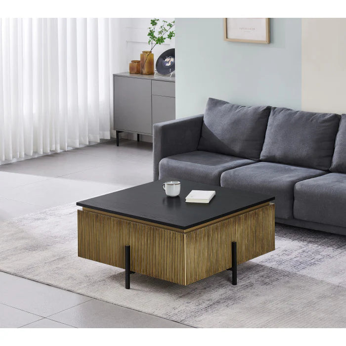 Table basse avec plateau en marbre et piétement en acier inoxydable