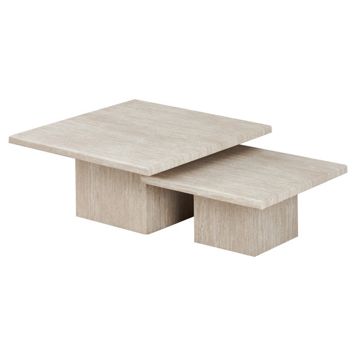 Table basse avec plateau en marbre artificiel et piétement en MDF - Meublei