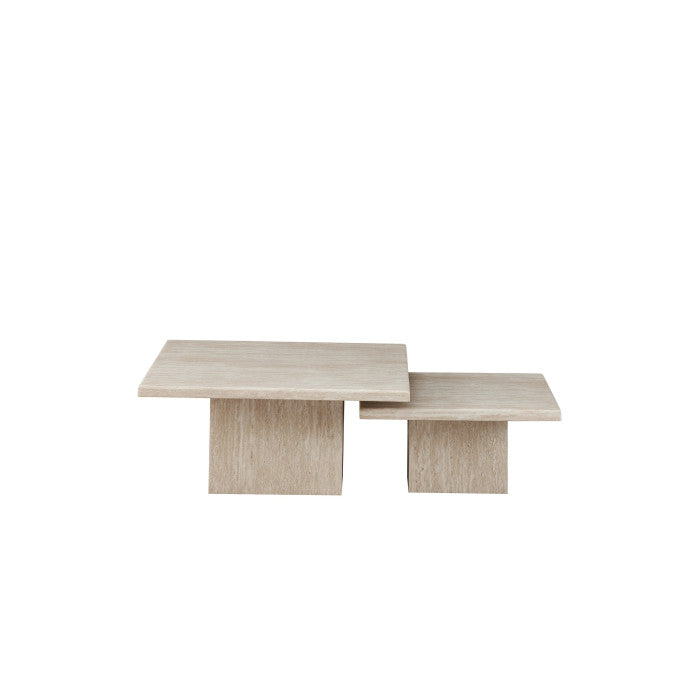 Table basse avec plateau en marbre artificiel et piétement en MDF - Meublei