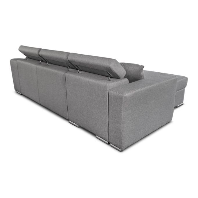 Canapé d'angle STILO réversible, convertible avec coffre et 2 poufs en tissu - Meublei