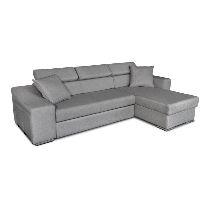 Canapé d'angle STILO réversible, convertible avec coffre et 2 poufs en tissu - Meublei