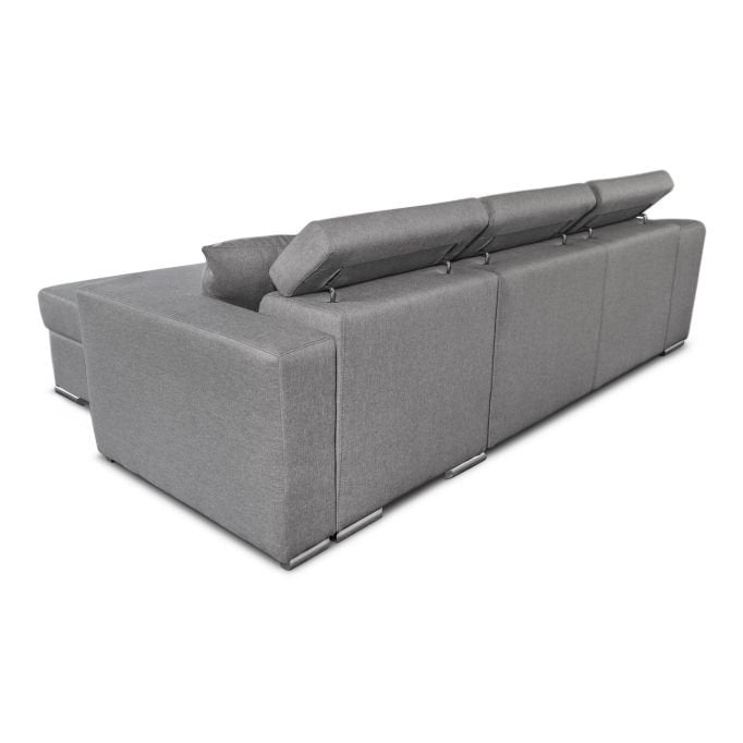 Canapé d'angle STILO réversible, convertible avec coffre et 2 poufs en tissu - Meublei