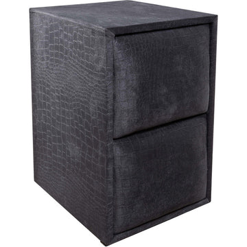 Table de chevet gris design en velours L. 40 x P. 45 x H. 60 cm collection MOSCOW